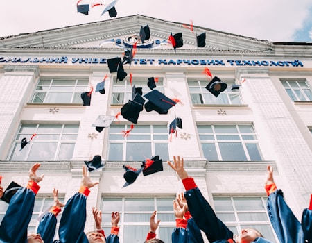 International students celebrating graduation with diverse backgrounds